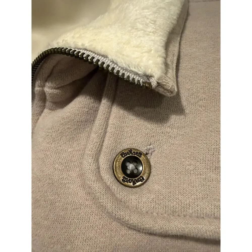 Carhartt For Women Jacket XS Beige‎ Sherpa Collar Y2K Vintage Workwear